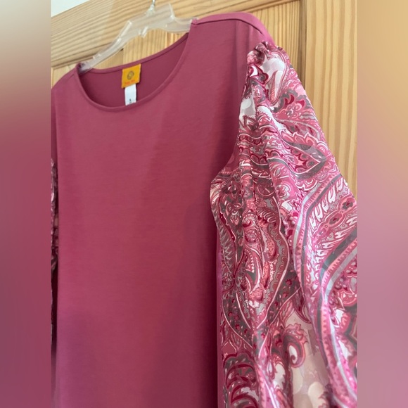 Ruby Rd Mauve Boat Neck With Paisley Sleeves Size Small - Picture 5 of 5